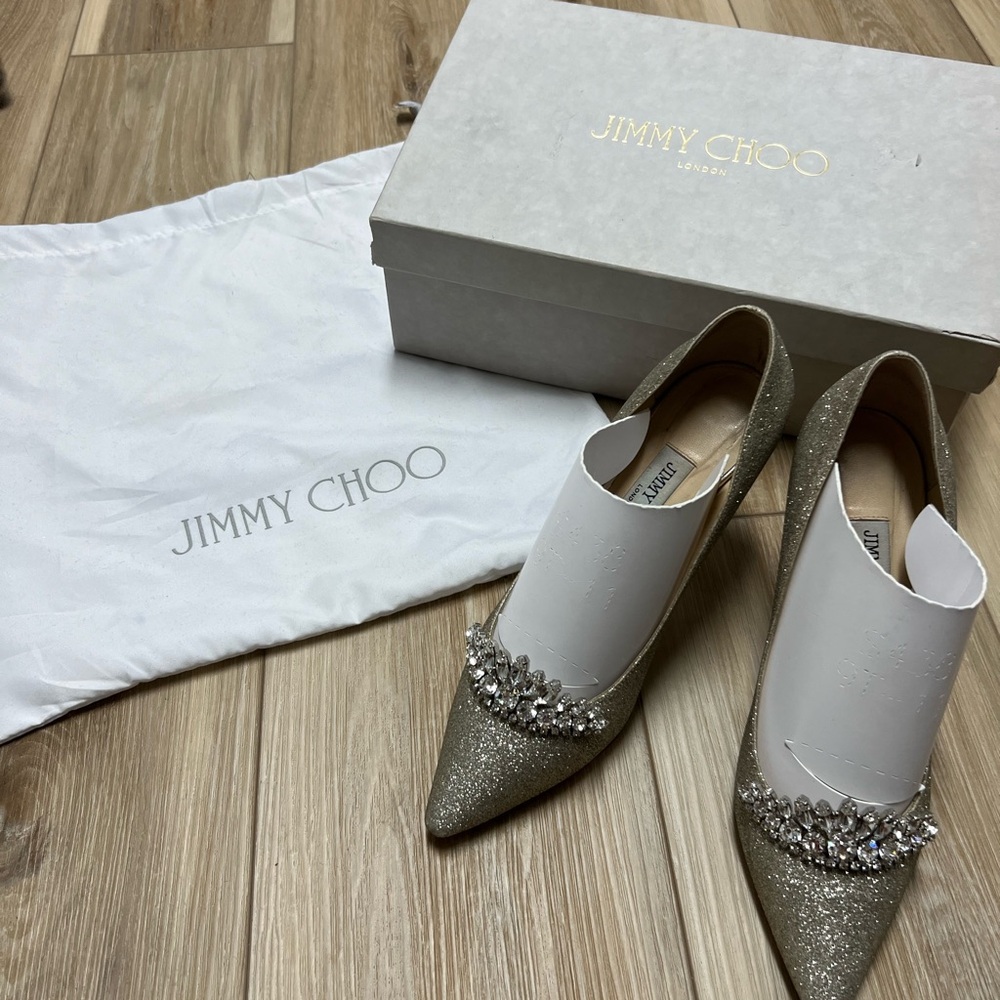 Romy crystal tiara shoes with silver glitter